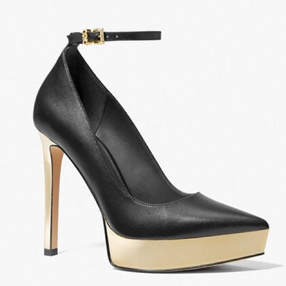 Micheal Kors | Xenia Leather Ankle Strap Platform Pumps Deep Red color - Picture 2 of 3